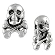 Sterling Silver Skull & Crossbone Stud Earrings