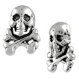 Sterling Silver Skull & Crossbone Stud Earrings