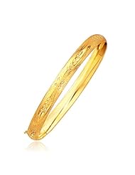 Classic Floral Carved Bangle in 14K Yellow Gold (6.0mm)