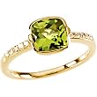 14K Yellow Gold Peridot and Diamond Ring