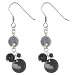 Sterling Silver Black Onyx and Grey Mother of Pearl Small Cluster Drop Earring