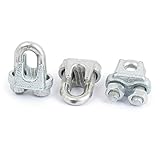 uxcell ワイヤロープクリップ　クランプ　ケーブル　クリップ　シルバートーン　3個入