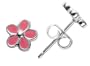 Sterling Silver Pink Flower Stud Earrings