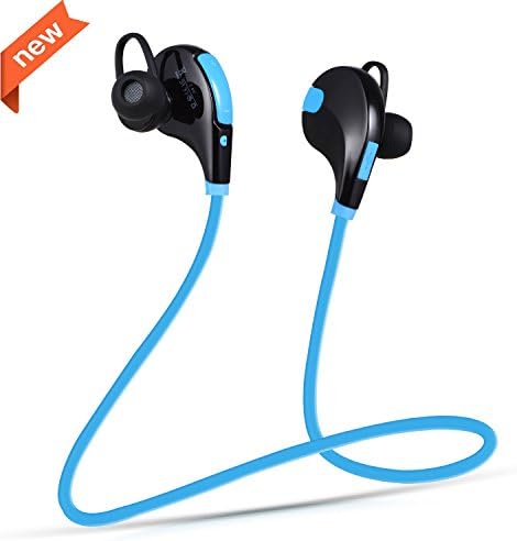 Cabest Bluetooth Headphones,Wireless Sport Stereo In-Ear Noise Cancelling Sweatproof Headset with Built-in Mic for IOS and Android Devices(Blue)