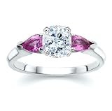 1.40 CT CUSHION DIAMOND W PEAR PINK SAPPHIRE RING 18K