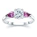 1.00 CT CUSHION DIAMOND W PEAR PINK SAPPHIRE RING 18K