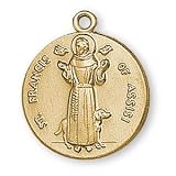 12K Gold Filled Saint Francis of Assisi Medal and 18-inch Chain