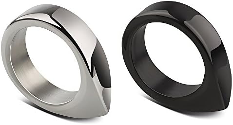 TOOTOBUY Handmade Stainless Steel Self Defense Survival Tool EDC Ring (black)