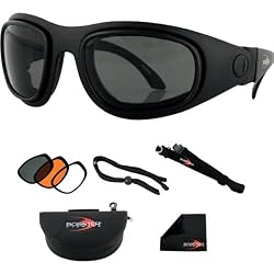 Bobster Sport & Street 2 Interchangeable Touring Motorcycle Goggles Eyewear - Black/Smoke/Amber/Clear