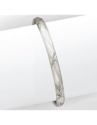 14k Gold 3/16 White Gold Florentine Baby Bangle Bracelet