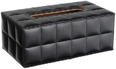 Yitao Deal Euro PU leather wood white sheepskin lovely creative napkin box tray pumping fashion tissue box (BLACK)
