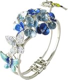 BettyK Butterfly Blue Floral Bangle - B000BZWTRG