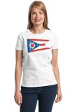 Ohio State Flag Tee Ladies' T-shirt / Ohio Fan Tee: Ohio State Buckeyes, Cleveland Indians, Browns, Cavaliers, Cincinnati Reds, Bengals Amazon.com