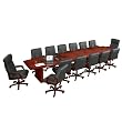 16' Conference Table with Dataports and 14 Leather Chairs