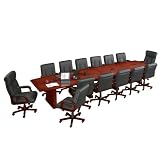 16' Conference Table with Dataports and 14 Leather Chairs
