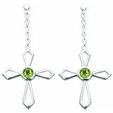  : 1.25 Ct.T.W. Genuine Round Peridot in Pure Sterling Silver Cross Earrings