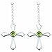 Jewelry : 1.25 Ct.T.W. Genuine Round Peridot in Pure Sterling Silver Cross Earrings