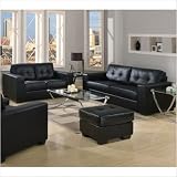 Bradshaw Bonded Leather Sofa and Loveseat Set in Black