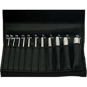 Stainles Steel Piericng Taper Kit 18g Through 00g With Velcro Case by 