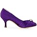 ELEGANTPARK Women Pumps Mid Heel Closed Toe Brooch Ruched Satin Evening Prom Wedding Shoes