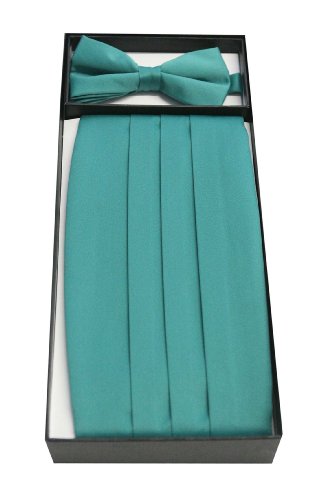 Classy Emerald Green Cummerbund and Bow Tie Set with Box