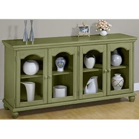 Harwick 4 door Console With Glass Doors, GLASS-DOOR, SAGE by Home Decorators Collection