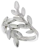 Sterling Silver Diamond Cut Leaf Vine Ladies Ring