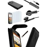 PacK Exclusif HTC One S - Housse Etui Coque + Ecouteur Casque Kit pieton ORIGINAL Certifie Officiel Constructeur + 3 film Protection ecran + stylet noir capacitif pour ecran tactilepar Access-Discount