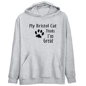 Buy Hoodie Mens Heather Gray MY Bristol THINKS I'M GREAT Cats by TopExpressions