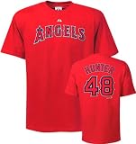 Torii Hunter Majestic Name and Number Red Los Angeles Angels of Anaheim T-Shirt