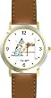 Harlequin Great Dane Dog Cartoon or Comic - JP Animal - WATCHBUDDY&reg; DELUXE TWO-TONE THEME WATCH - Arabic Numbers - Brown Leather Strap-Size-Large ( Men's Size or Jumbo Women's Size )