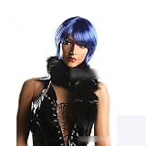 Sogood Fashion Blue Gerade Short Party Perücken für Fußballfans Einweg Perücke Throwaway Wig Cosplay Perücken Lace Perücken