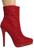 Dressy Cool Designer Lace Covered Ankle Boot from Hot Fash Shoes - VANITEE Red