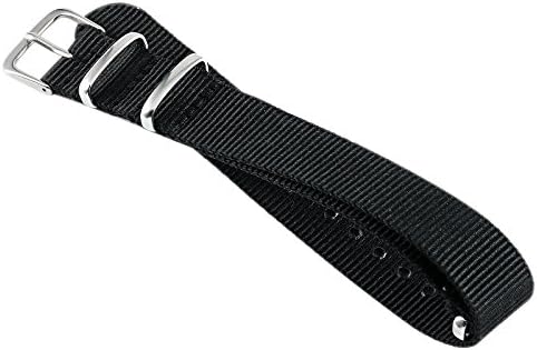 ESS Ritche 20mm Nylon Fabric Striped Black Replacement Watch Strap Band Army Sports Military 4 Rings WL014