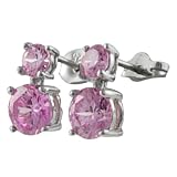Sterling Silver Round Pink CZ Fashion Earrings