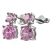 Sterling Silver Round Pink CZ Fashion Earrings