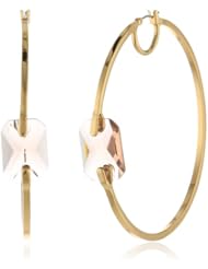 Vince Camuto Gold and Pyramid Faceted Stone Hoop Earrings