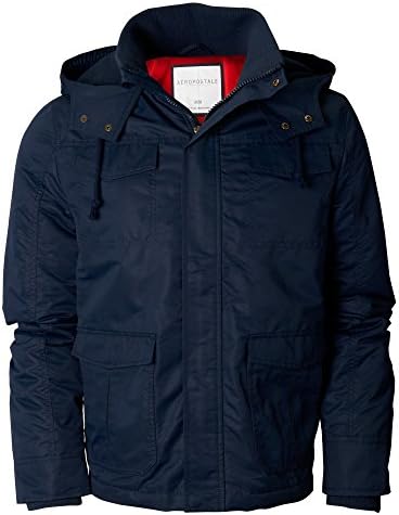 Aeropostale Men's Solid Hooded All-Weather Jacket L Deep Navy