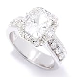 Michael Valitutti Sterling Silver / Platinum Emerald Cut CZ Ring