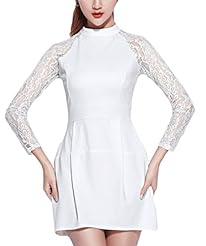 Petite A-line Spring Polyester Long Sleeves Cocktail Lace Tunic 