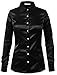 NE PEOPLE Womens Light Weight Long Cuff Sleeve Button Down Satin Shirt (S-3XL)