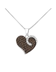 3/4Ct White and Brown Diamond Heart Pendant in Sterling Silver