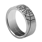 Stainless Steel Spider Web 7mm Wide Band Polished Finish Ring Size 7, 8, 9, 10, 11, 12, 13, 14, 15