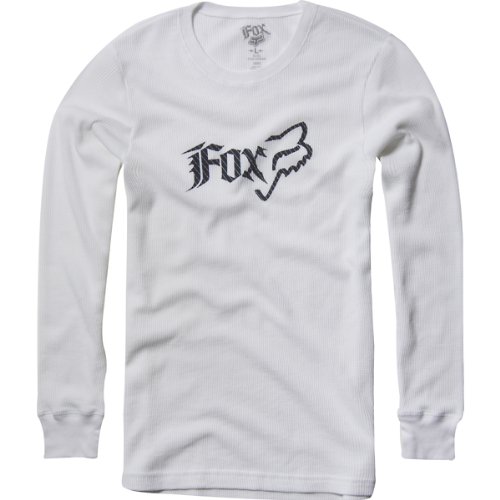 Fox Racing Side Head Thermal Mens Long-Sleeve Fashion Shirt w/ Free B&F Heart Sticker Bundle - White / Medium