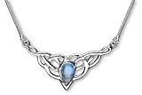 Celtic Moonstone Necklace on Sterling Silver Snake Chain 20 Inch