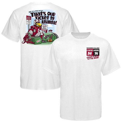 South Carolina Gamecocks vs. Florida Gators Youth White 2010 Ticket To Atlanta Score T-shirt (Large)