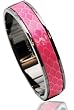Glamnoir Genuine Pink Snakeskin Safari Bangle Bracelet - Gift Boxed & Gray Gunmetal Finish