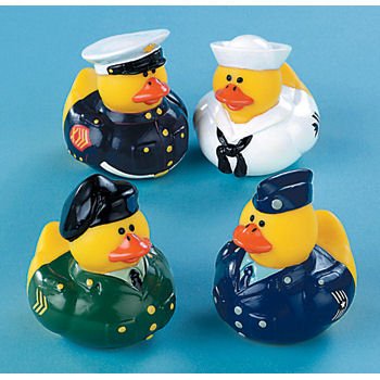 One Dozen 12 Armed Forces Rubber Duck Party Favors