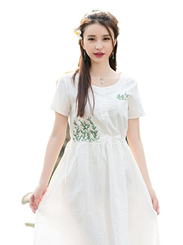 キュートなふんわりコットンワンピース レディースワンピース チュニック 刺繍入りワンピース mz011