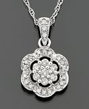 14k White Gold Diamond Flower Pendant (1/4 ct. t.w.)